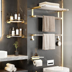 Bathroom Accessories Set in Gold Metal and Acrylic Bathroom Accessories Set