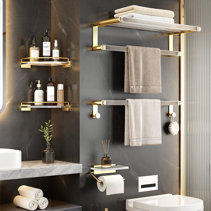 Bathroom Accessories Set in Gold Metal and Acrylic Bathroom Accessories Set