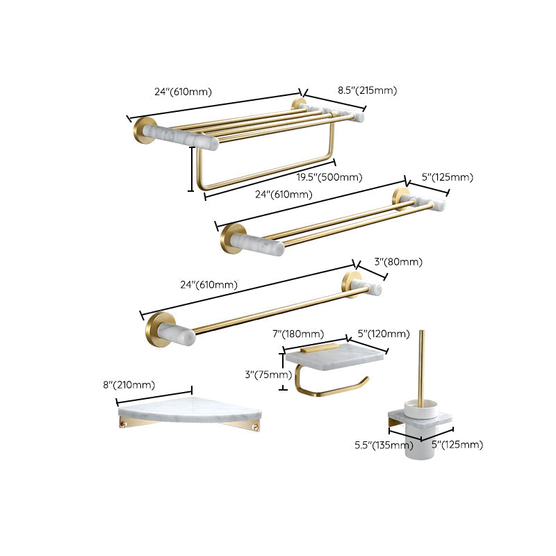 7-piece bathroom accessory set marble and metal bathroom hardware