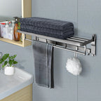 Contemporary Metal 5-piece Bathroom Accessories Set with Bath Shelf