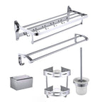 Contemporary Metal 5-piece Bathroom Accessories Set with Bath Shelf