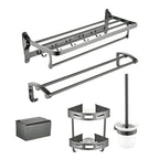 Contemporary Metal 5-piece Bathroom Accessories Set with Bath Shelf