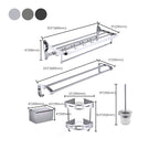 Contemporary Metal 5-piece Bathroom Accessories Set with Bath Shelf