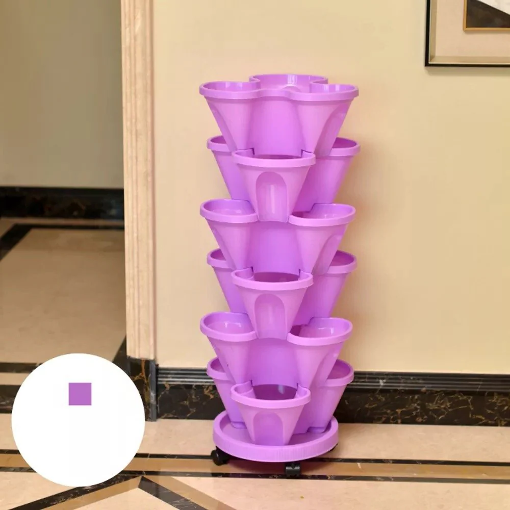 Stackable Plants Pot - 6 Trays+ Wheel Tray