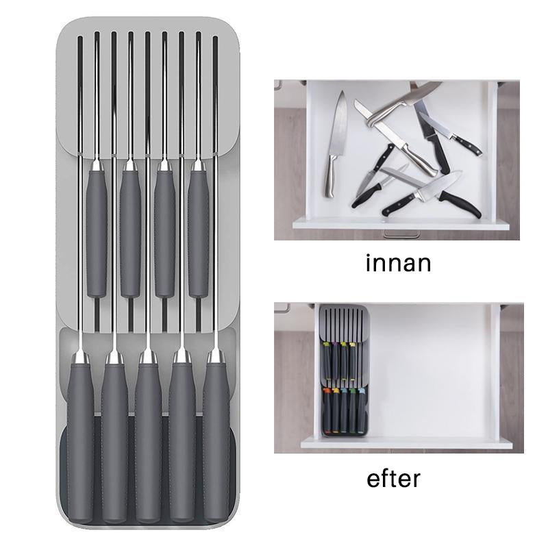 Kitchen storage tray for knives