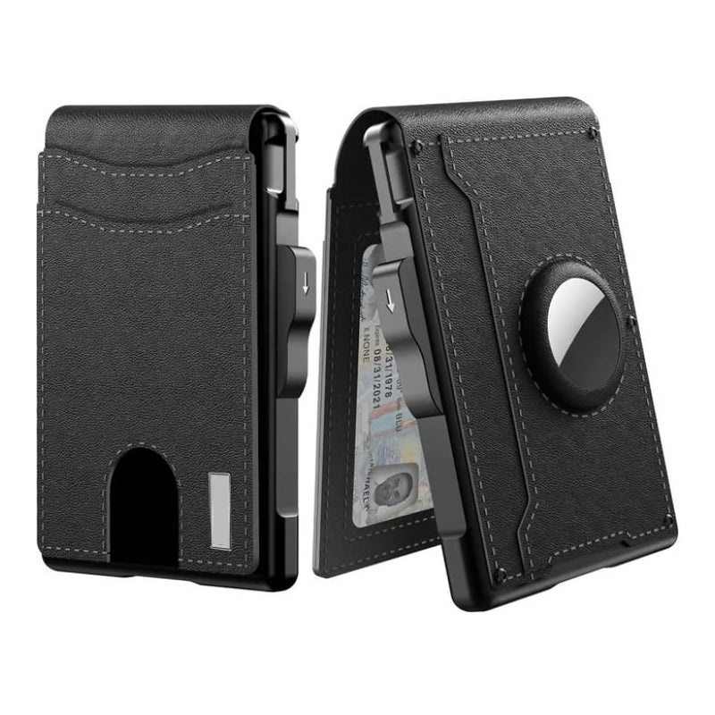 Men's Business Style PU Leather Card Slots for AirTag