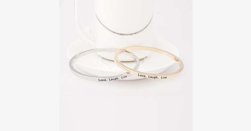 Love Laugh Live Engraved Cuff Bracelet