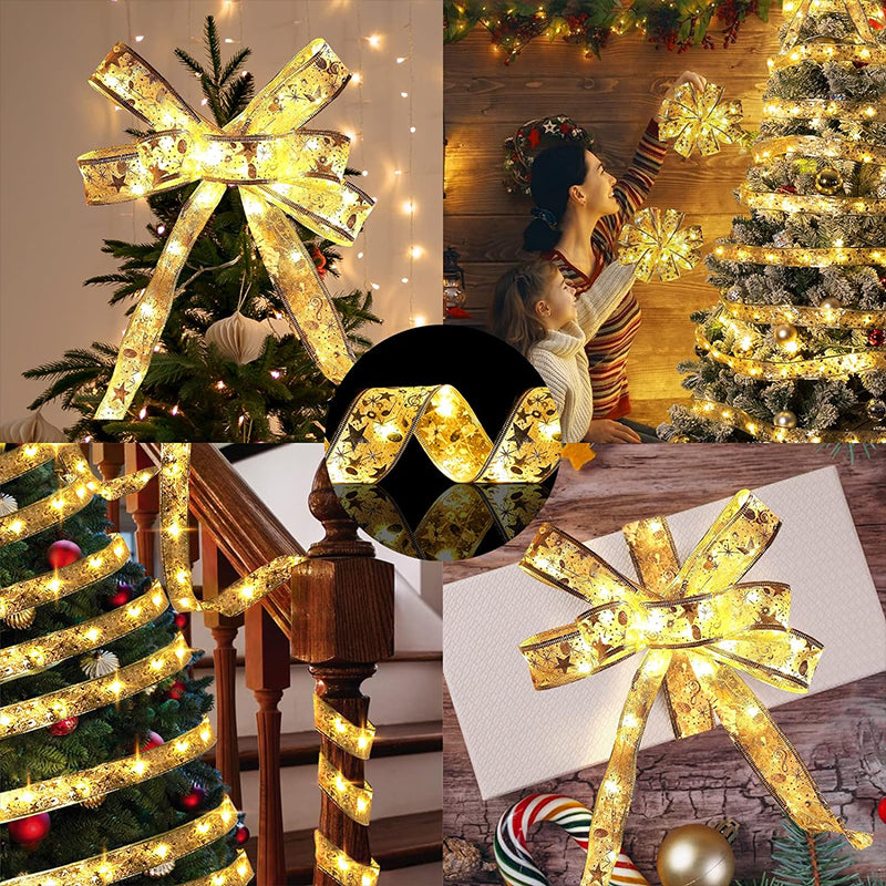 Ribbon Christmas tree decorative lights
