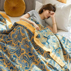 Azure Golden Retro Cotton Blanket