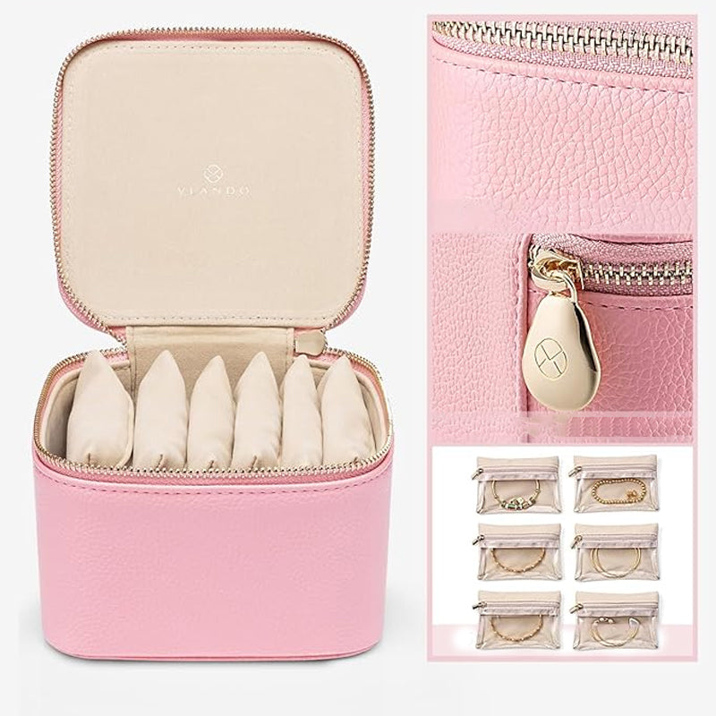 Leather jewelry box for travel
