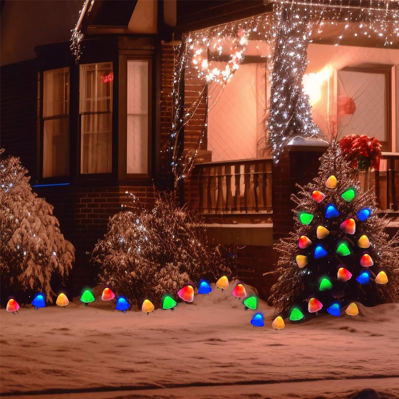 LED Solar String Lights Ground Stake Mushroom Lights
