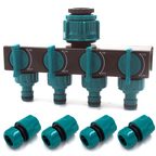 Universal 4-way garden hose splitter – Adjustable faucet splitter