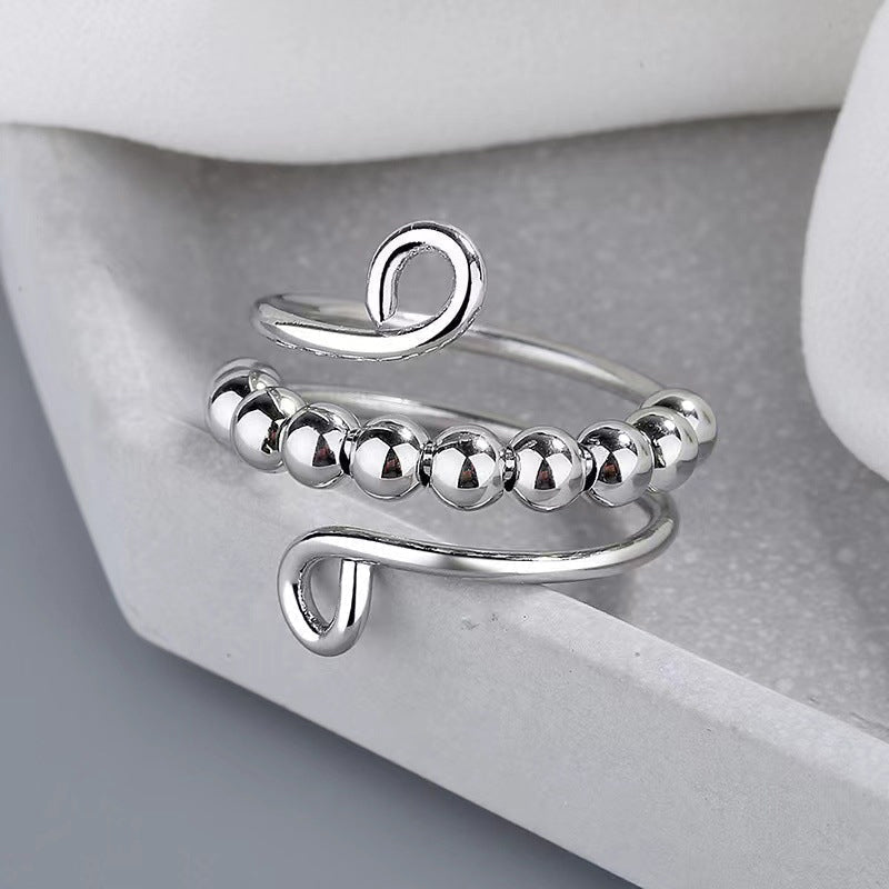 Distribute Your Fear Circle Beads Fidget Ring