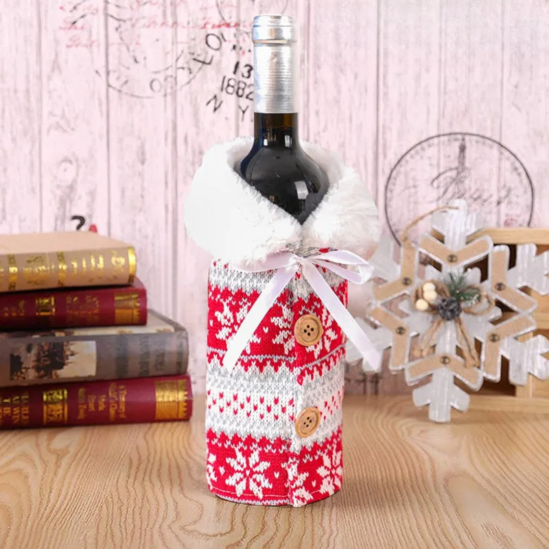 Christmas bottle cover with fur collar – festive cover for wine bottles, gnome decoration for Christmas, perfect as gift wrapping