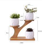Decorative plant stand made of wood – plant pots in owl design for succulents and indoor plants