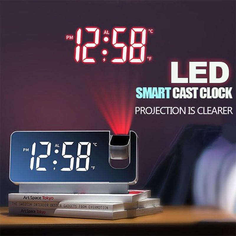 Digital Projection Alarm Clock with 180-Degree Projector