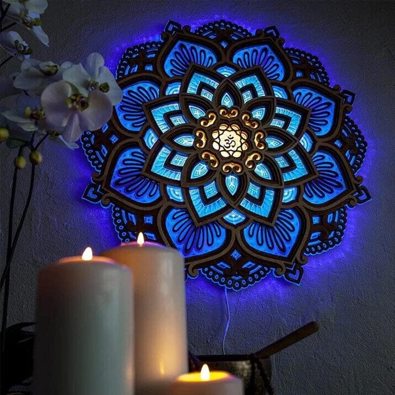 Handcrafted Mandala Wall Light made of Wood