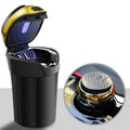 Detachable Stainless Steel Car Ashtray with Lid and LED Light, Powered