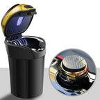 Detachable Stainless Steel Car Ashtray with Lid and LED Light, Powered