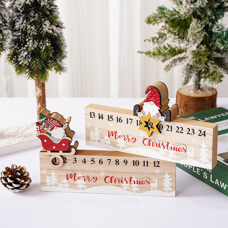 Merry Christmas Wooden Mobile Santa Claus Calendar Ornament