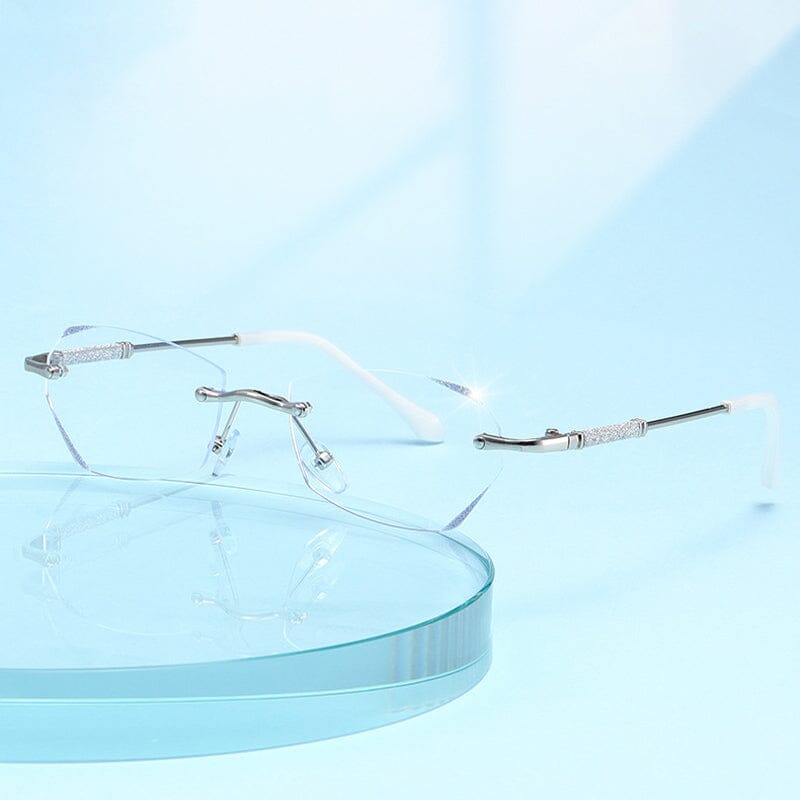 Fashionable rimless anti-blue light reading glasses