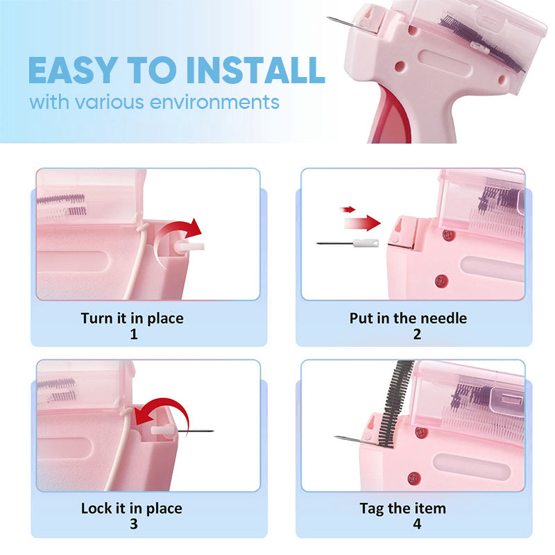 Mini Label Gun with Storage Box - Compact Design, Fine Needle Set, Contains More Than 2000 Labels, Suitable for Clothing and Fabric Labels