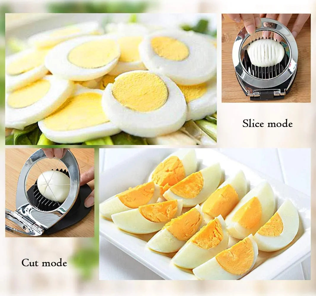 Stainless Steel Egg Slicer – 3-in-1 Cutting Options for Effortless Preparation!