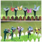 Solar-powered dancing hummingbird and butterfly