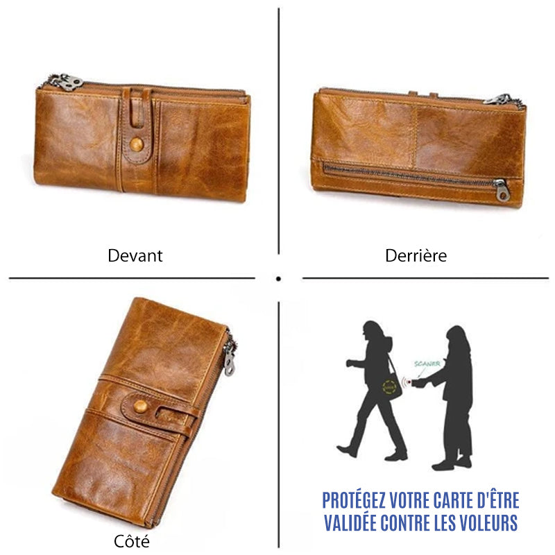 Long wallet made of genuine leather