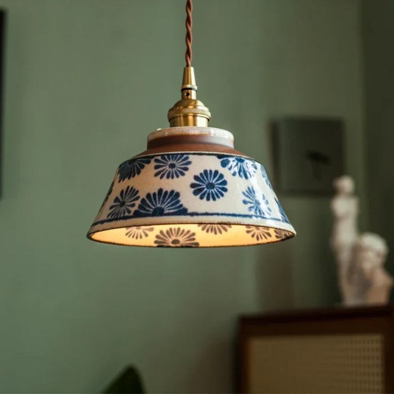 Retro Japanese Pendant Light Made of Ceramic