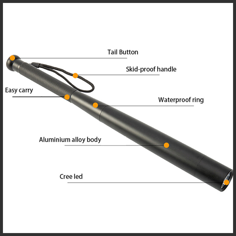 Baseball Bat Shaped LED Flashlight | Aluminum Alloy, 3 Lighting Modes | Emergency & Utility Use
