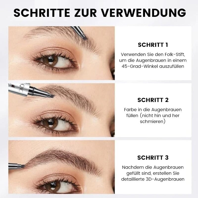 Waterproof 3D Eyebrow Pencil with 4 Fork Tips