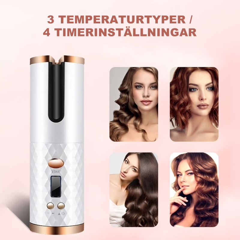 Cordless automatic rotating curling iron