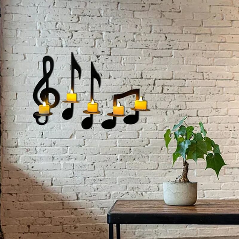 Black Music Note Wall Lamp