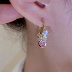 Gold Glitter Colorful Zircon Earrings