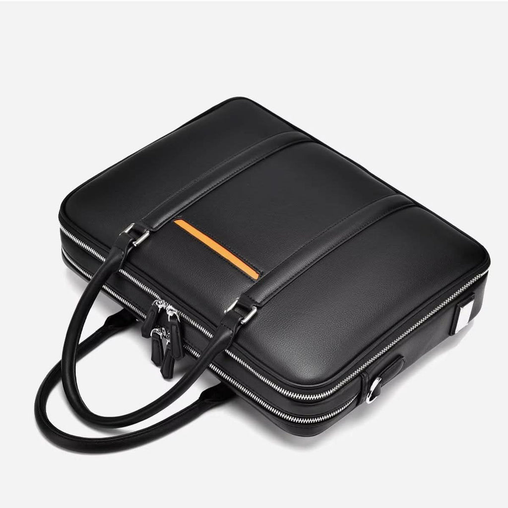 Manhattan Leather Business Laptop Briefcase Crossbody Handbag