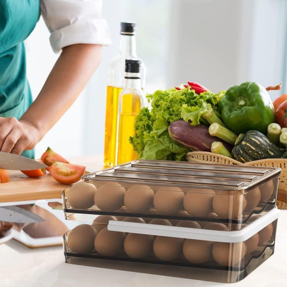 Stylish and practical egg container with an intelligent stacking design