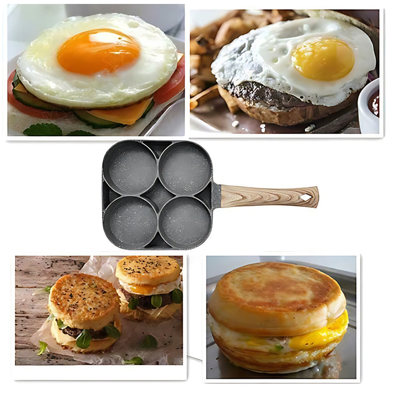 Four-hole egg pan, breakfast omelette household frying pan non-stick pan