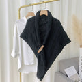 Triangular Knit Scarf with Leather Loop