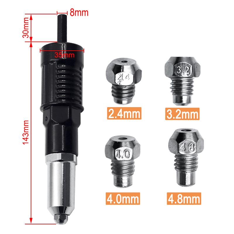 Professional Rivet Gun Adapter Kit 🛠With 4 different Nozzle Pins