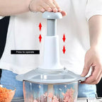Manual Food Chopper, 1500ML Speedy With 4 Curved Stainless Steel Blades