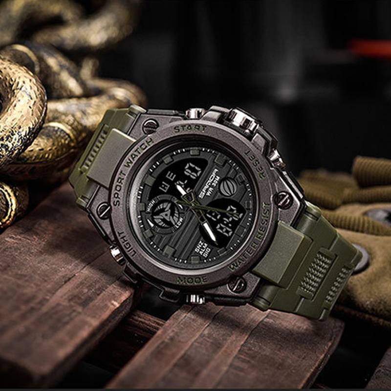 Men's Double Display Waterproof Luminous Watch