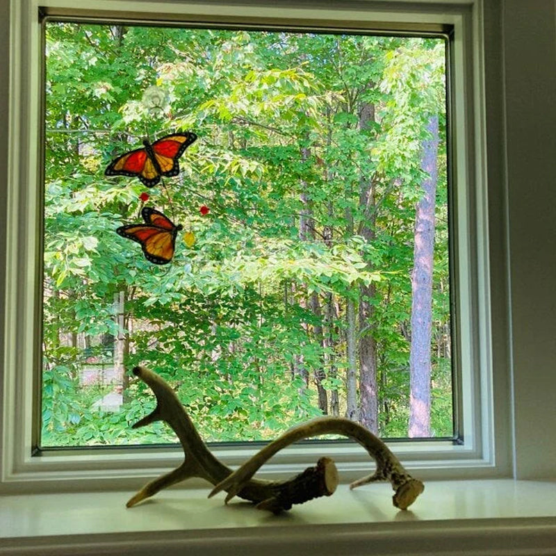 Stained Monarch Butterfly Window Decor
