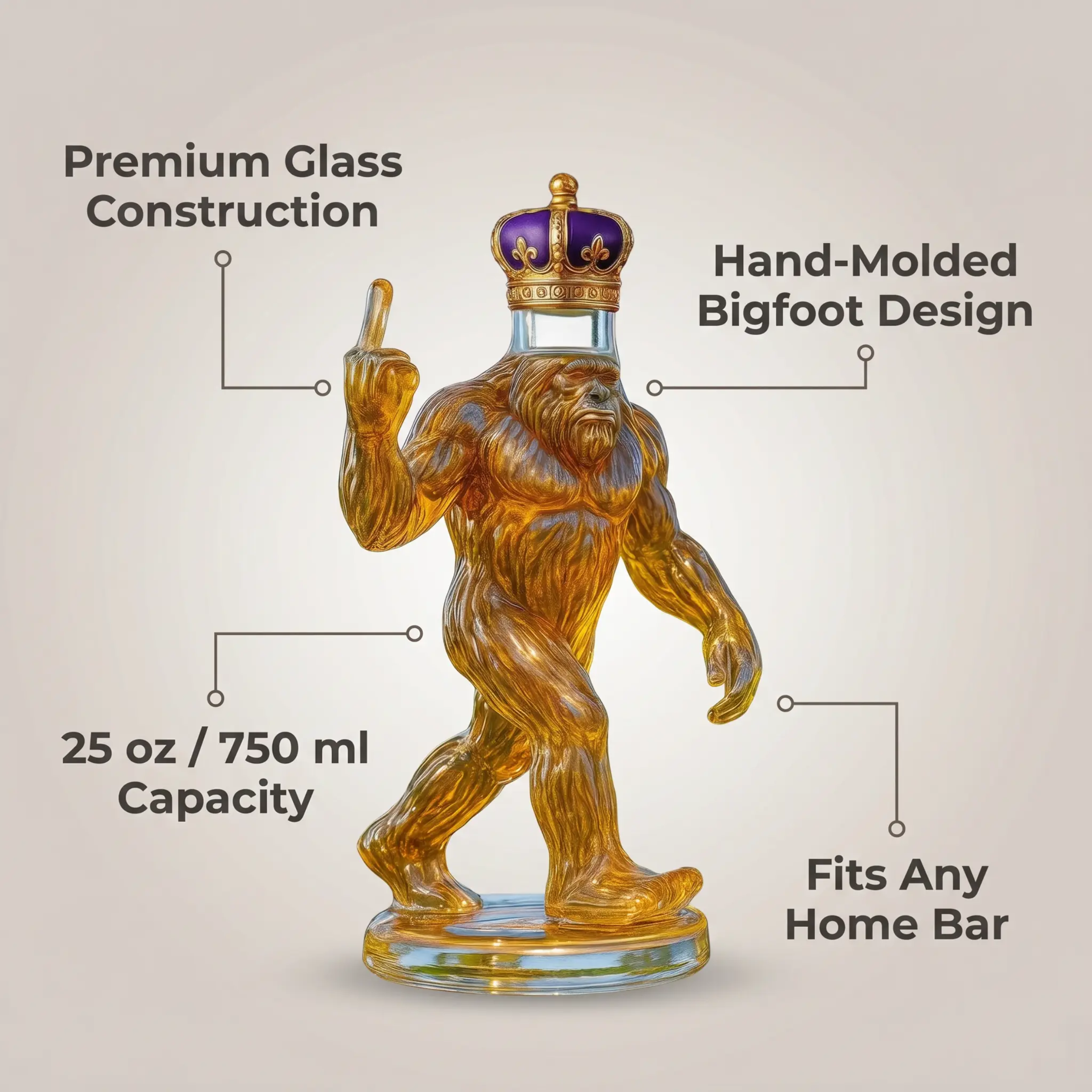 Whiskey Decanter Funny Bigfoot Glass Bottle