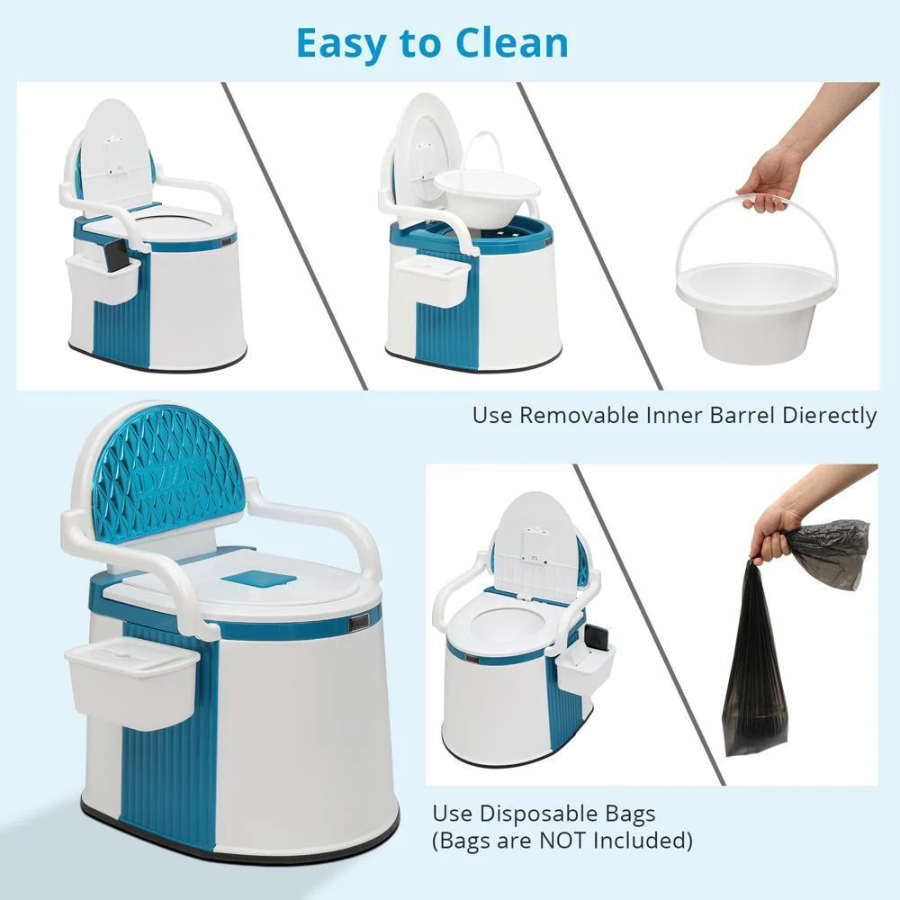 Portable Indoor and Outdoor Toilet with Detachable Bucket for Adults and Seniors