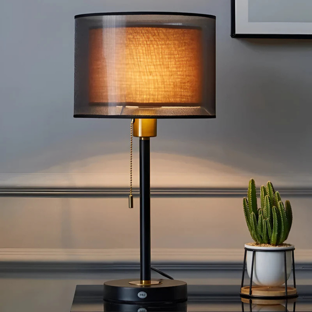 Table Lamp with Double Fabric Shade