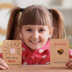 24-pack Valentine's Day cards with heart-shaped crystals