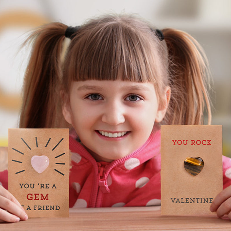 24-pack Valentine's Day cards with heart-shaped crystals