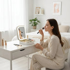 LED Light Mirror – Adjustable Angle – Organiser for Beauty Lovers – Bright Lighting for Flawless Look