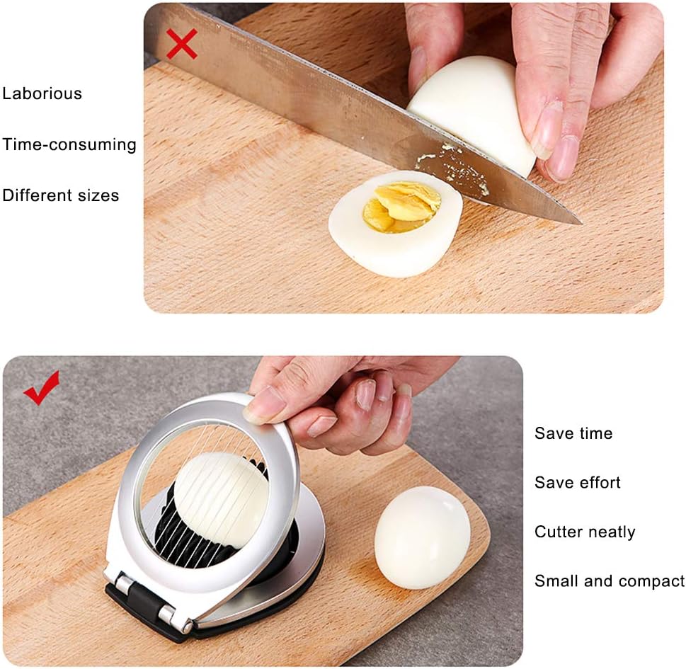 Stainless Steel Egg Slicer – 3-in-1 Cutting Options for Effortless Preparation!